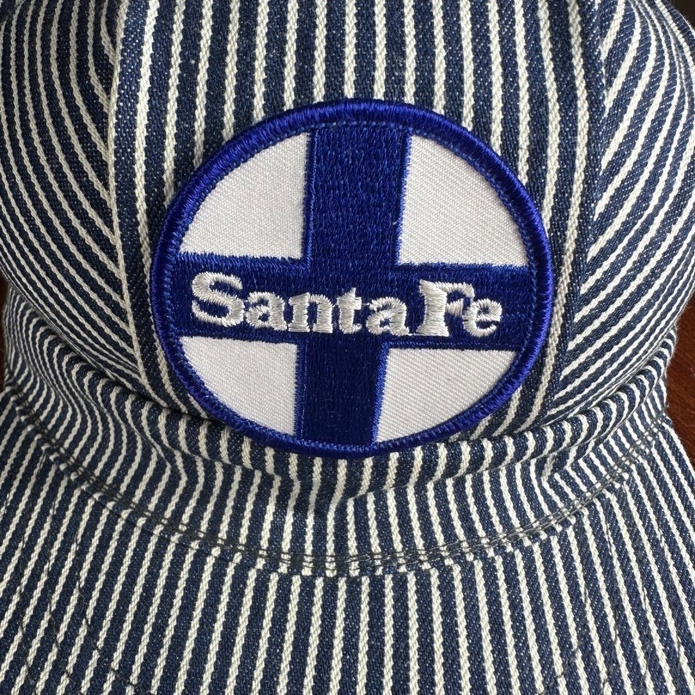VTG Santa Fe Railroad Train Conductor Hat Cap Pin Stripe Mid Century Retro USA - Picture 3 of 6